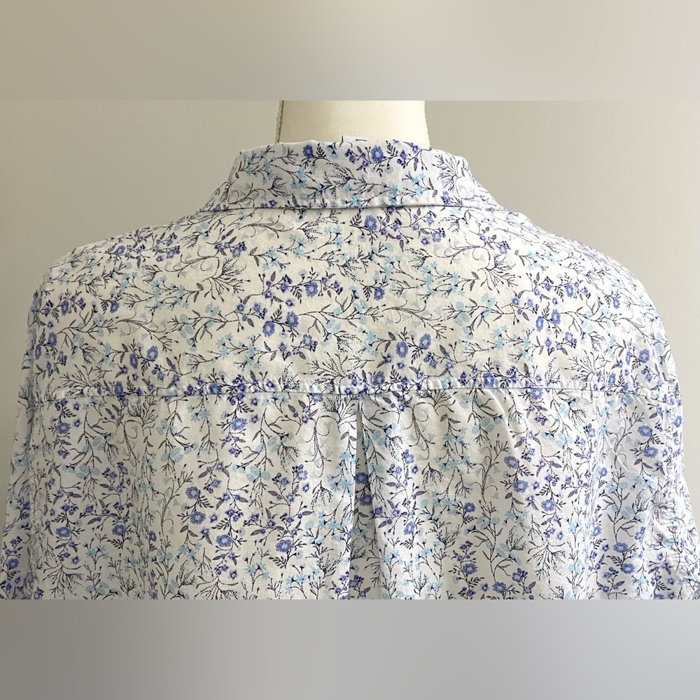 Old Navy Womens XXL Blue White Floral Button-Down Top Boho Cottagecore Classic - Picture 5 of 15